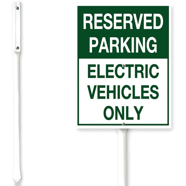 Horienteeon Reserved Parking Sign With Stake Electric Vehicles Only 8x12 Inch Business Caution Safety Outdoor Decoration Rustproof Sturdy Aluminum Sign For Outdoor Use