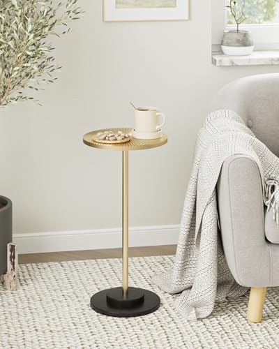 HEYZOEY Table d'appoint ronde, table basse ronde, petite table d'appoint canapé, petite table pour petits espaces, salon, chambre à coucher, dorée