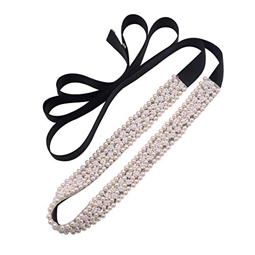Wedding Belt for Bride Dress,Bridal Belt with Pearls and Beads Handmade Rhinestone Wedding Sash for Bride