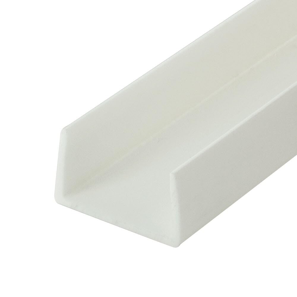 Outwater Plastics White 1-1/16''Styrene Plastic U-Channel/C-Channel 46 Inch Lengths (Pack of 3)