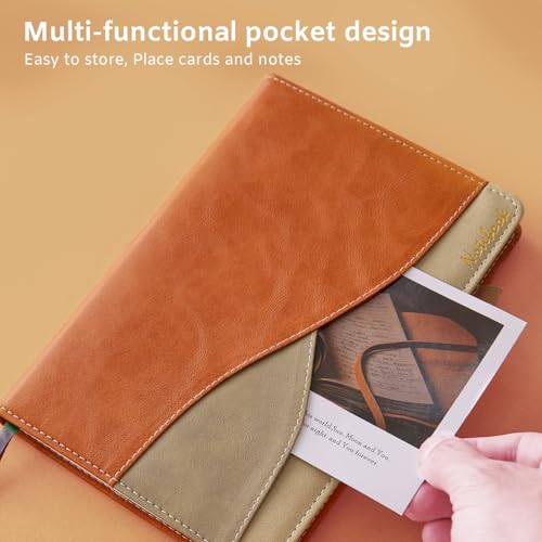 Lined-Journal-Notebook-A5-Hardcover-Notebooks-for-Work-188-Numbered-Pages-100-GSM-Thick-Paper-Leather-Journal-with-Pocket-Medium-College-Ruled-Diary-Notepad-for-Women-Men-School-Office-Brown