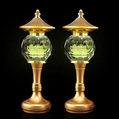 Image of Lotus Flower Lamp Pineapple Crystal 7 Color LED Buddhist Meditation (10in) | Unique Design;Alloy Glass;Multi-scene Gift;Fine Craft;Sacred Symbol