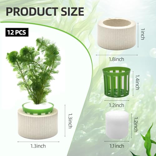 Image of 12 Pack Aquarium Plant Weights, Aquatic Plants Fixed Ring Set, Anti-Floating Ceramic Aquarium Plant Rings, Aquarium Landscape Decoration Fish Tank Accessories 1.8 x 1.3 Inch