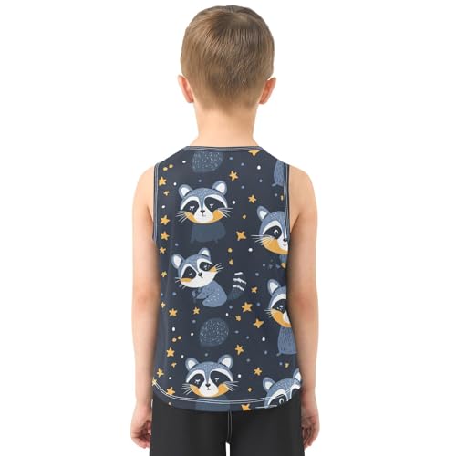 Boys Tank Top Shirts Cute Raccoon Animal Stars Sleeveless T-Shirts Crew Neck for Kids Clothing Children3