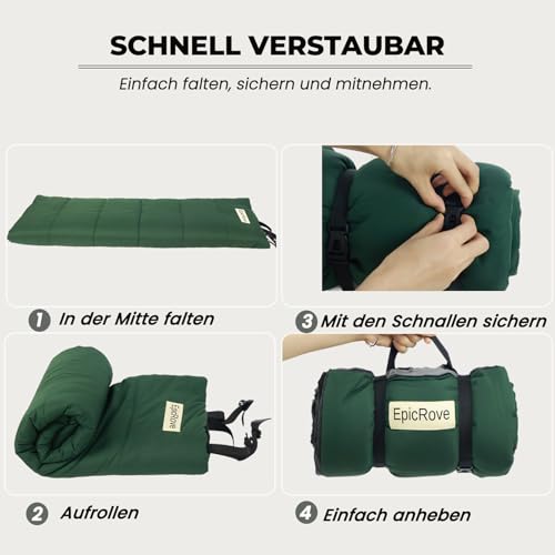 EpicRove Hundedecke für unterwegs wasserdicht – rutschfeste Hundematte 110×68 cm, waschbar Hundebett – Outdoor, Reise & Auto‑Kofferraum Komfortkissen für Hunde & Katzen (Grün)