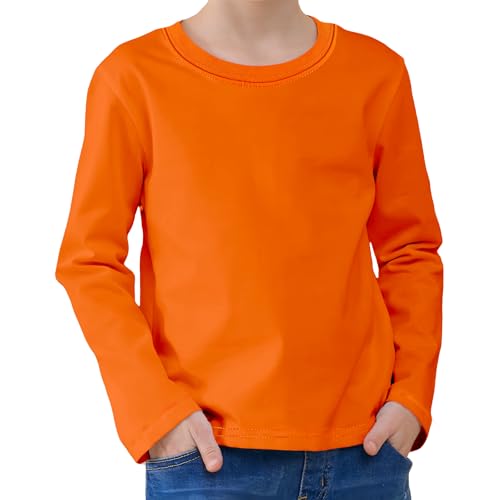 Toddler Long Sleeve Shirt Cotton Crewneck Tees Boy Kids T Shirts Tops Solid Color Baby Toddler Boys Shirts, 2T-5T