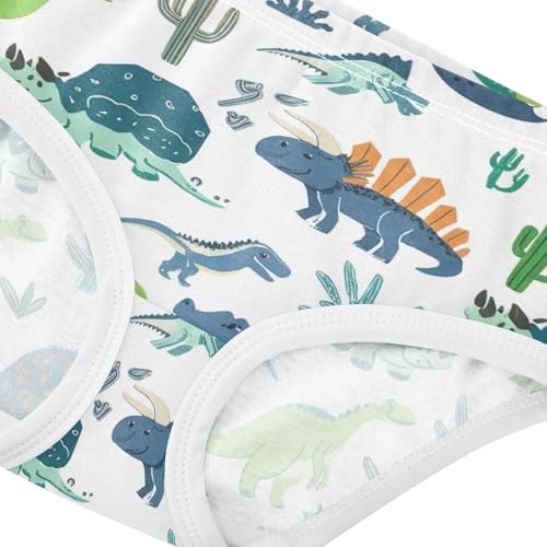 Cotton Toddler Underwear Floral Cute Dinosaurs White Panties Little Girl Durable Underpants Briefs 2t4