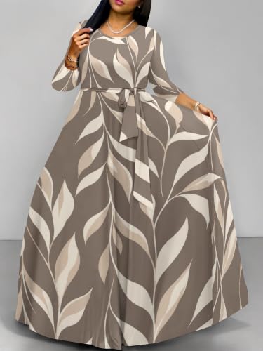 Image of PinkPatty Women's Long Sleeve Maxi Dress Plus Size Casual V Neck Wrap Dress with Pockets&Belt