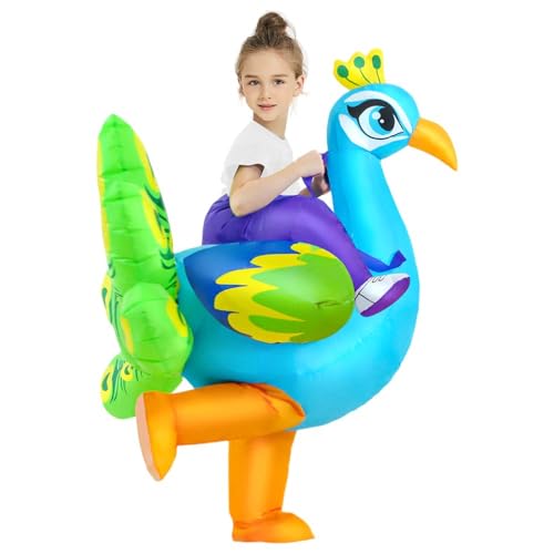 Disfraz inflable de pavo real para niños miniatura 3