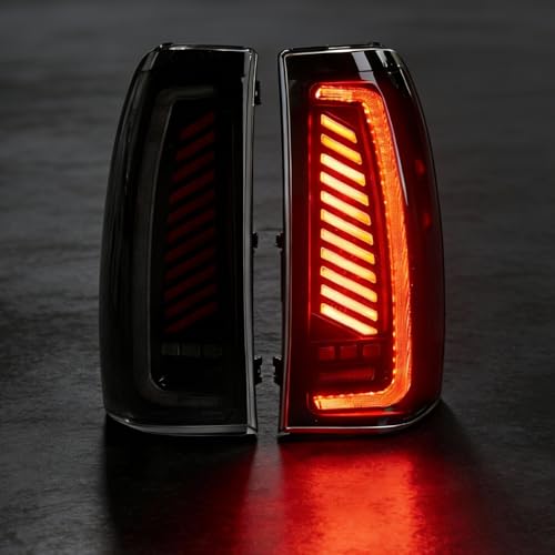 Image of Sequential Led Tail Lights Fit for 1999-2002 Chevy Silverado 1500 /2500,1999-2006 GMC Sierra 1500 /2500 /3500, Starting Animated Dynamic Turn Signal,Reverse Light,Brake Light,Rear Light Assembly, Smoked