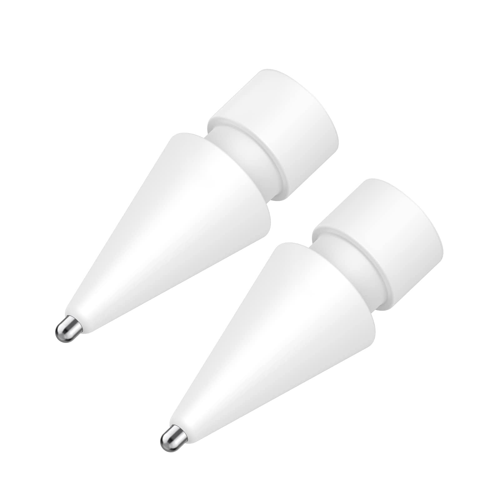Excefore Replacement Tips for Apple Pencil, 2 Pack Compatible with Apple Pencil 2nd Gen and 1st Gen, No Wear Out Fine Point Precise Control Pen Like Nibs for Apple Pencil (White 1.3mm)