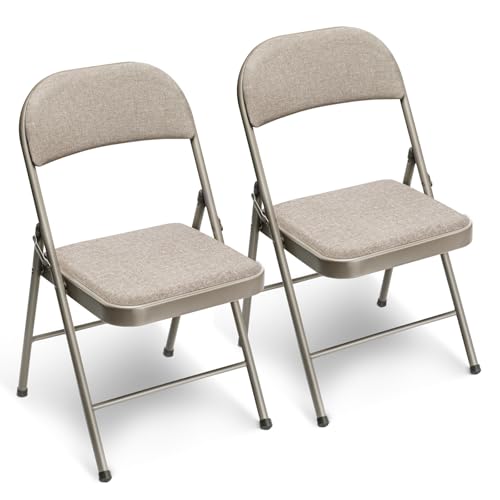 Gartenstühle Stapelbar 2er set Balkonstuhl Campingstuhl Klappbar Stapelstuhl Klappstuhl Outdoor Stühle für Gärten Innenhöfe Balkon Restaurants Metall Gartenstuhl bis 150 kg Belastbar mit Stoff-Kissen