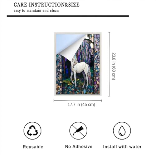 Vinilo decorativo de ventana con diseño Fantasy Unicorn 17.7x23.6 pulg miniatura 2