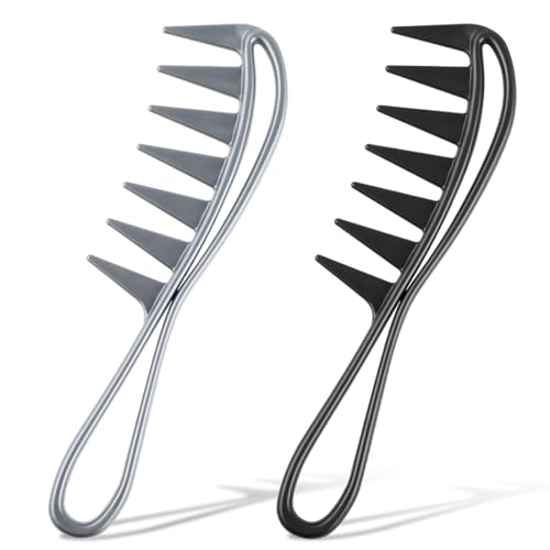 WeddHuis 2 Pcs Peigne de Requin Peigne à Cheveux Bouclés Peigne à Dents Larges Peigne de Coiffure Antistatique Peigne Peignes à Dents de Requin pour Différents Types de Cheveux(2 color)