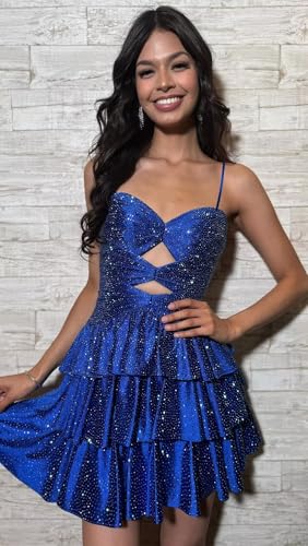 Sparkly Sequin Homecoming Dresses 2025 Short Tiered Corset Formal Cocktail Gown3
