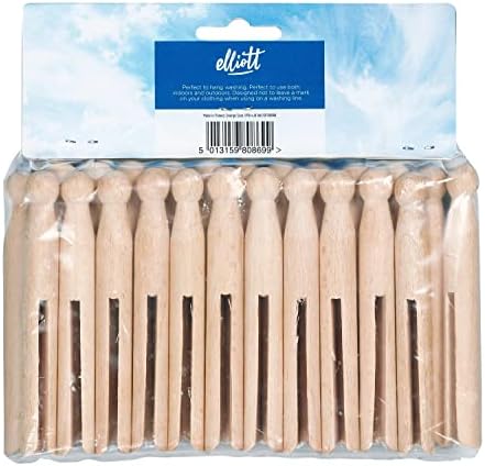 Elliotts Traditional Beechwood Dolly Pegs, 24 Pack, Pefect for Indoor and Outdoor Use, Traditional Style, Ideal for Craft Projects