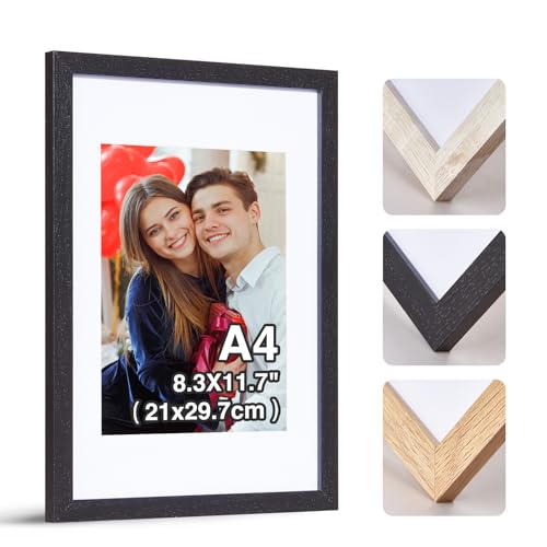 HOUSE DAY foto Marco de madera negra A4 para certificados y bodas, hoja de plexiglás transparente