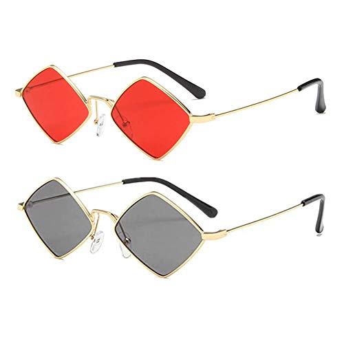 Image of ENTHYI Diamond Shape SunGlasses for Men /Women Metal Quadrilateral Frame Shades Film Sun glasses UV Protection