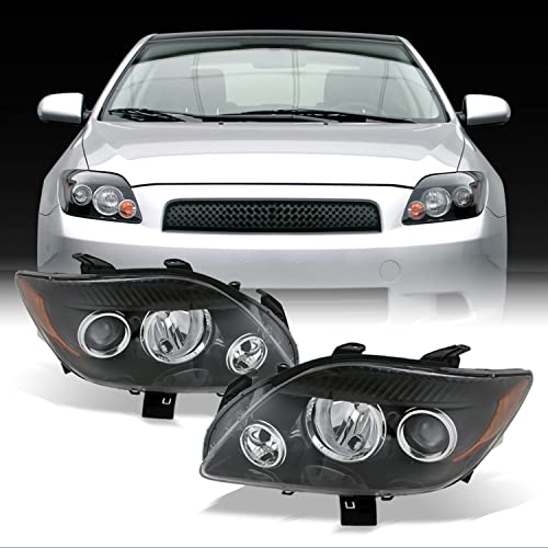 AKKON - For Scion tC Sport Coupe Amber Black Replacement Projector Headlights Head Lamps