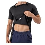 Herren Und Damen Activewear-T-Shirts Mit Knopfleiste –Spezielle Reha Kleidung Nach Schulter Op Und Kleidung Nach Schulter Op–Weites Armloch Design für Chemo, Operationen Reha, Gipsarm Kleidung (XL)