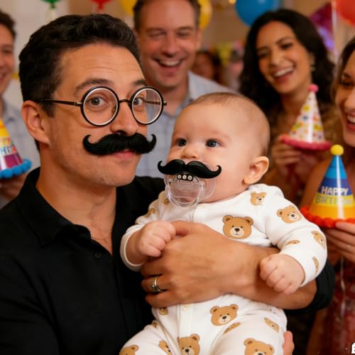 Image of Baby Funny Pacifiers, 2Pcs Mustache Pacifiers for 0-18 Months Babies, Mustache Newborn Pcifiers, Infants Pcifiers for Baby Boys /Girls BPA Free