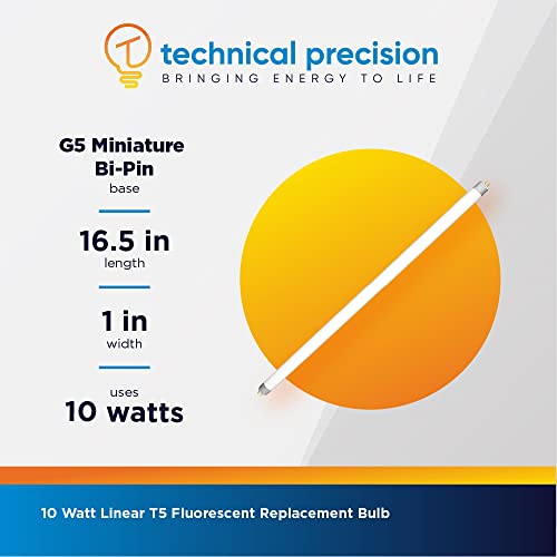 Technical Precision Replacement For Jasco F10T5/830/L Light Bulb - Linear T5 Fluorescent Bulbs With G5 Miniature Bipin Base - 3000K Dimmable - 1 Pack #TOP4
