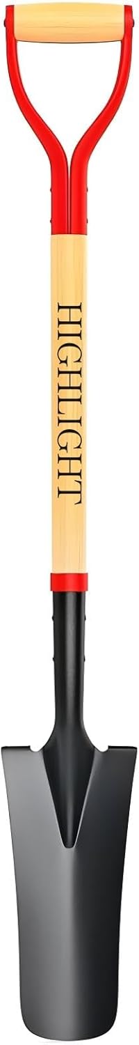 HIGHLIGHT Spade Shovel, Transplanting Spade, Drain Spade, Spade Shovels for Digging, Sharp Shooter Shovel, 45Inch, Steel D-Grip, Wooden Handle, Snow Shovel & Snow Removal Tool