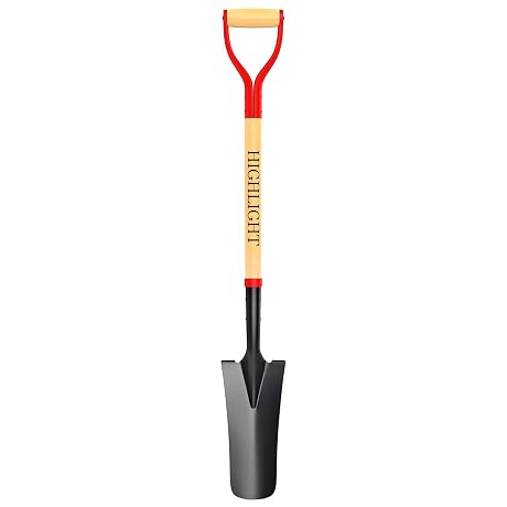 HIGHLIGHT 45-Inch Spade Shovel for Digging, Heavy Duty Transplanting & Drain Spade with Steel D-Grip and Wooden Handle, Lightweight Sharp Shooter Trench Shovel for Gardening