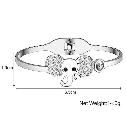 Bracelet éléphant en acier inoxydable strass dorure 18k d'exception - 5