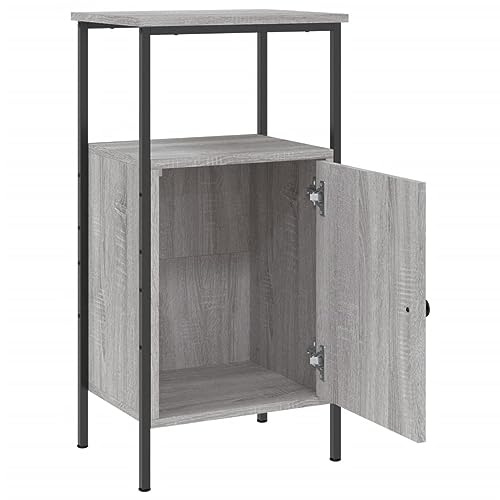Table d'appoint design industriel grise pour optimiser le rangement du salon - 5