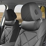 Erivis 1 Pack Nappa Leather Neck Headrest for BMW X5 X3 X7 3 5 Series 328i 528i 535i 530i 540i 320i 330i 325i X1 X2 X4 X6 1 2 4 6 7 8 Series e90 e60 IX Car Neck Pillow Accessories (Black)