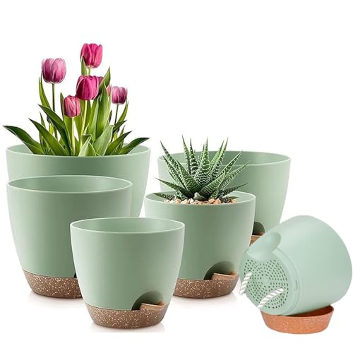 LinJie Plant Pots Pots for Plants with Multiple Drainage Holes and Trays Decorative Flower Pots for Indoor Plants For All Plants Succulents and Modern Garden Decoration5pcs