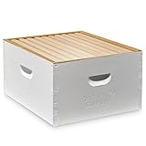 Honey Keeper Complete Deep Hive Body Kit, Painted and Assembled Beehive with 10-Frames, White