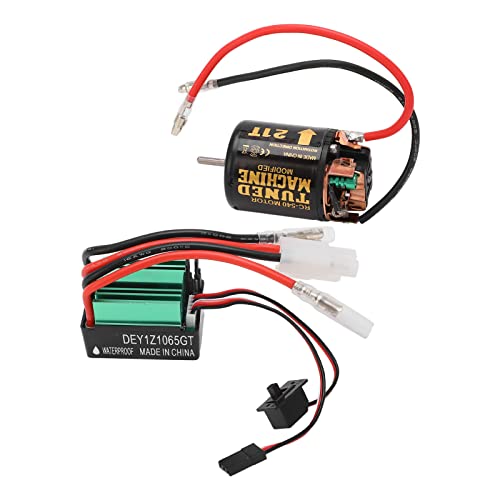 RiToEasysports Brushed Motor ESC Combo, Iron RC Brushed Motor Set with 540 21T Brushed Motor 65A Waterproof Green Brushed ESC Complete Motors Electric Motors Parts
