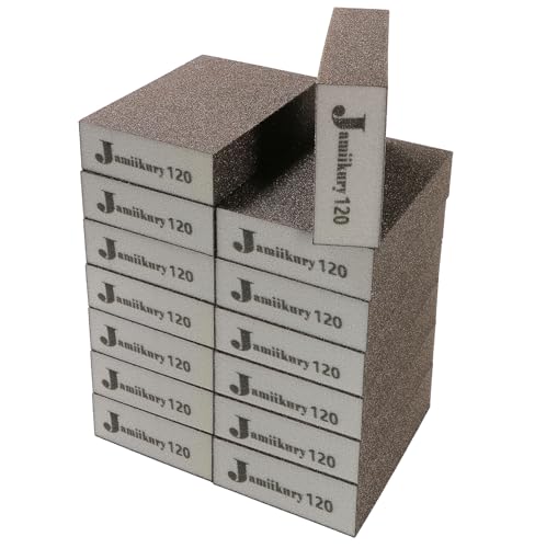 16Pcs 120 Grit Sanding Blocks, Jamiikury Fine Sanding Sponge Washable and Reusable, Wet Dry Sandpaper Sponge for Wood Metal FurniturePaint and Drywall by Jamiikury - Used condition - US$16.14