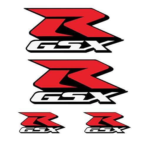 GSXR Motorcycle Flat Plain Bike Sticker Decal Red, Waterproof, PVC, 4.52x2.0/1.97x0.88in, for Suzuki GSXR600 750 1000 250 (Red White)