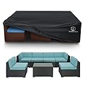 STARTWO Patio Furniture Covers Waterproof, Anti-UV Tear-Resistant 500D Heavy Duty 7-12 Seats Outdoor Furniture Set Cover for Sectional Sofa, Patio Table Cover, 126"x63"x28", Black