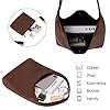 JABALUX Geflochtene Tasche Shopper PU Beuteltasche Tote Schultertasche Gewebte Handtasche Einkaufstasche Tote Bag Tragetasche für Schule Täglich (kaffee) #4