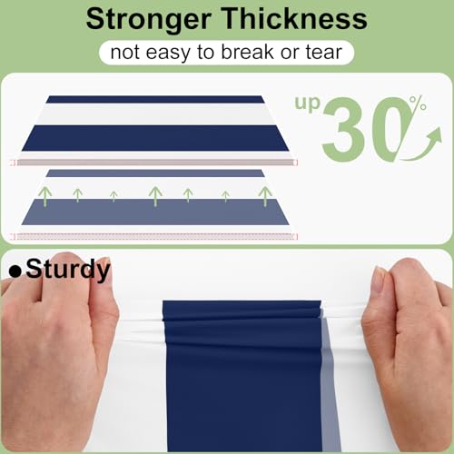 Image of misaya 12 Packs 54 inch x 108 inch Plastic Disposable Table Cloth, Navy and White