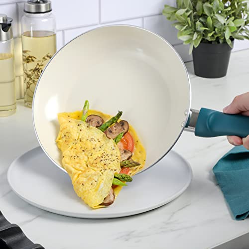 Spice By Tia Mowry Savory Saffron 16-Piece Healthy Nonstick Ceramic Cookware Set - Teal #TOP5