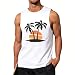 ZAMKDXFQ Hawaiian Tank Tops for Men：Summer Beach Vacation Sleeveless Shirts Muscle Palm Tree Tee Shirts White