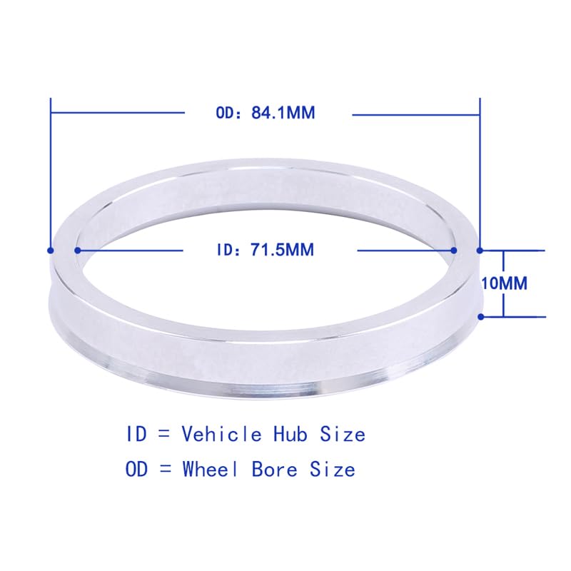 Image of ZHTEAPR Wheel Hub Centric Rings 84.1 to 71.5 OD=84.1mm ID=71.5mm Aluminium Alloy Wheel Hubrings 71.5 to 84.1