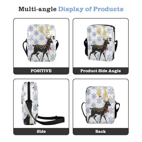 crossbody messenger bag crossbody bag Casual Purse Cross Body Adjustable Strap for Travel Travel- Winter Deer Japanese4