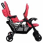 Hogotin Geschwisterwagen Zwillingskinderwagen Kinderwagen Zwillinge Zwillingsbuggy Rot Stahl Für Den Außenbereich Geeignet