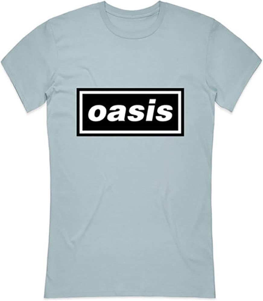 Oasis Band Logo Juniors Light Blue T-Shirt Blue | Officially Licensed Merchandise