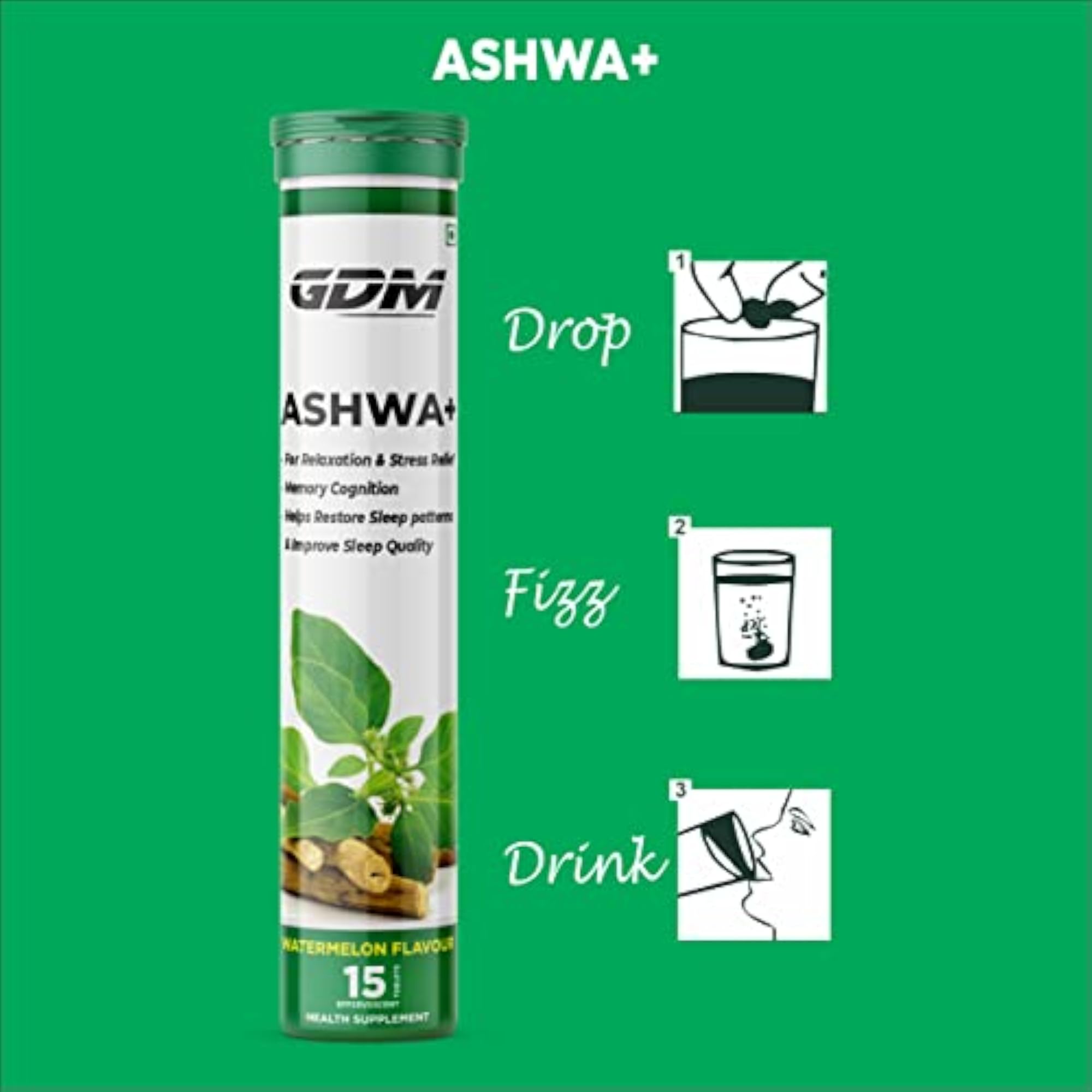 ASHWA+ WITH BHRINGRAJ & BRAHMI EFFERVESCENT TABLETS - PACK OF 45