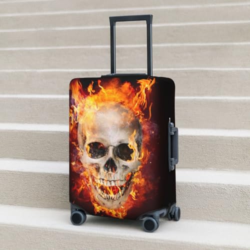 Luggage Cover Protector Suitcase Cover - Satanic Skull Flames Darkness Soft Fashion Uitcase Cover for Luggage3