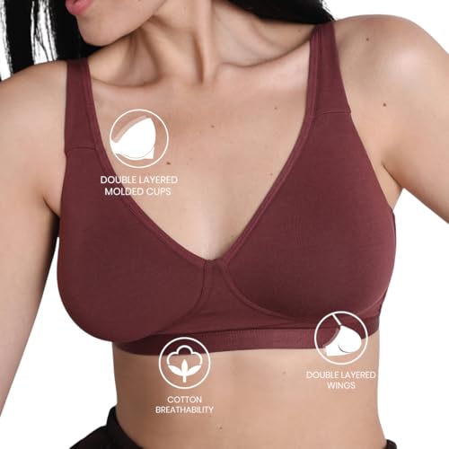 Image of WACOAL Women's Basics Essentials|Non-Padded|Non-Wired|Full Cup|Everyday Wear|Cotton Blend|T-Shirt Bra