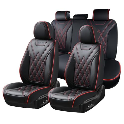 Image of Coverado Car Seat Covers Full Set, Seat Covers for Cars, Waterproof Leather Automotive Seat Cover, Universal Car Interior Protectors Cushion for Most Cars