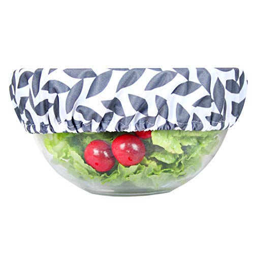 Wegreeco Reusable Bowl Covers - Set Of 3, Grey Leaf #TOP4